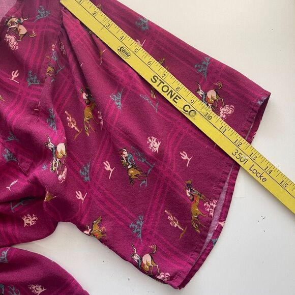 Roper Women's Peasant Blouse, Western Print with Leather Lace Neckline - Picture 9 of 10